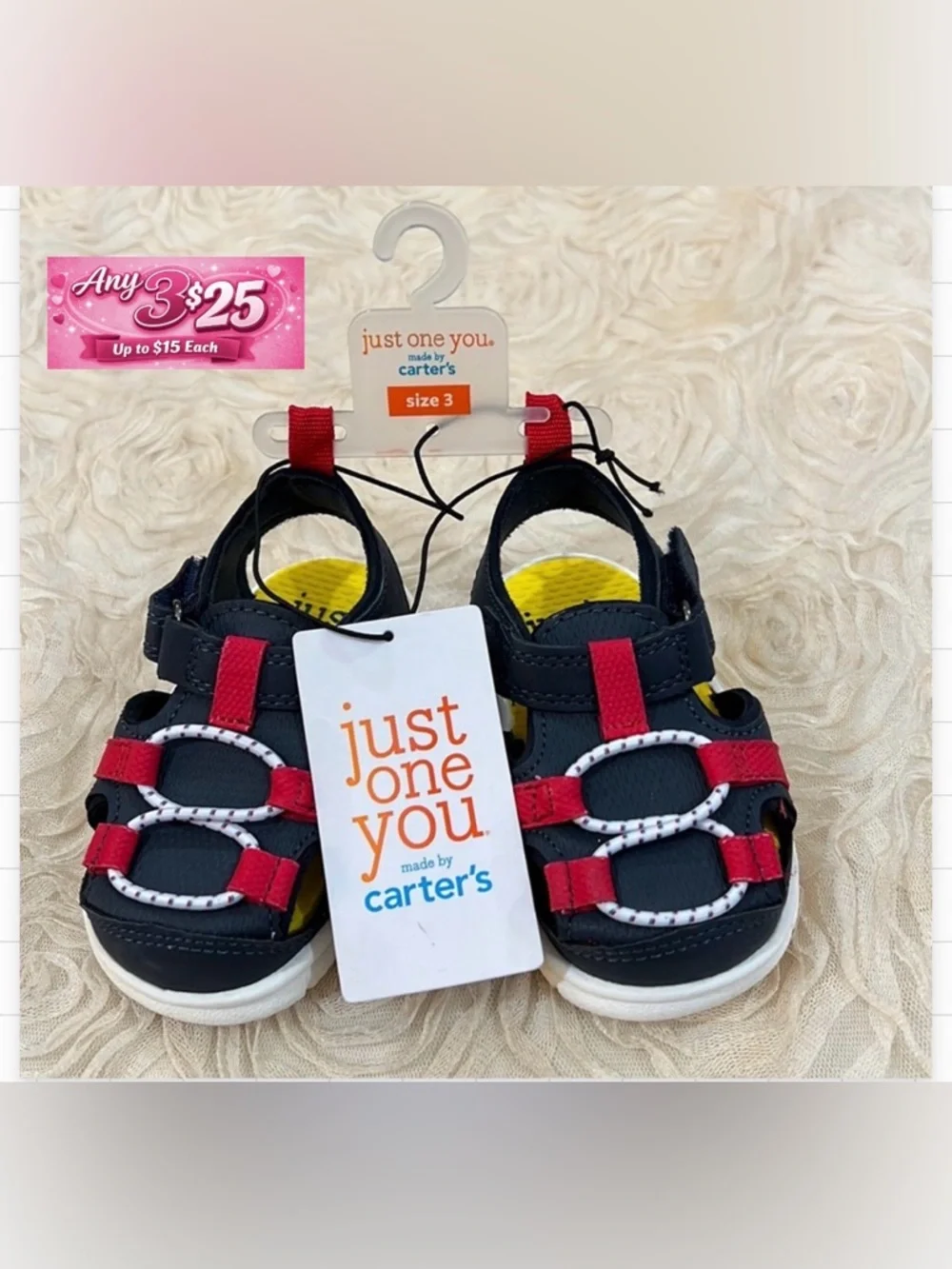 Carters Red White & Blue infant sandals size 3 💥Any3for $25